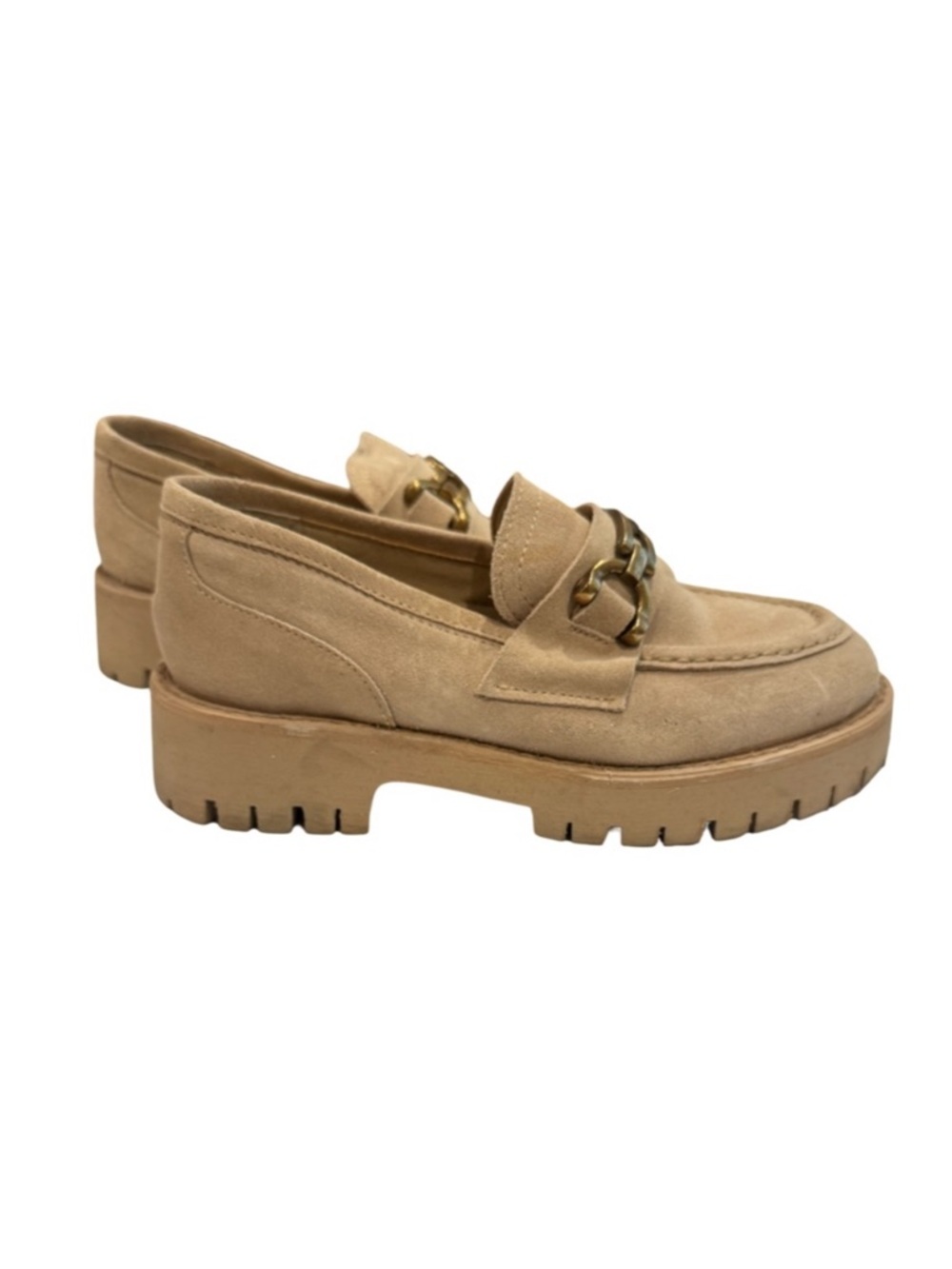 Steve Madden Lyanna Platform Loafer In Tan Suede - Size 6.5 Like NEW! - Picture 4 of 5